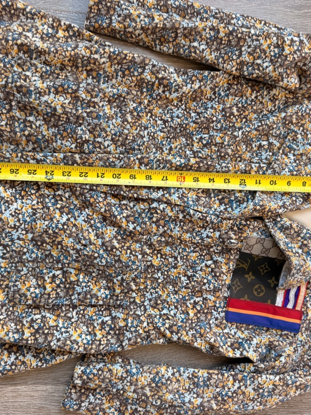 Custom Quilted Jacket in Brown, Blue, Yellow with Gucci LV and Madonna 0092 - Picture 6 of 7